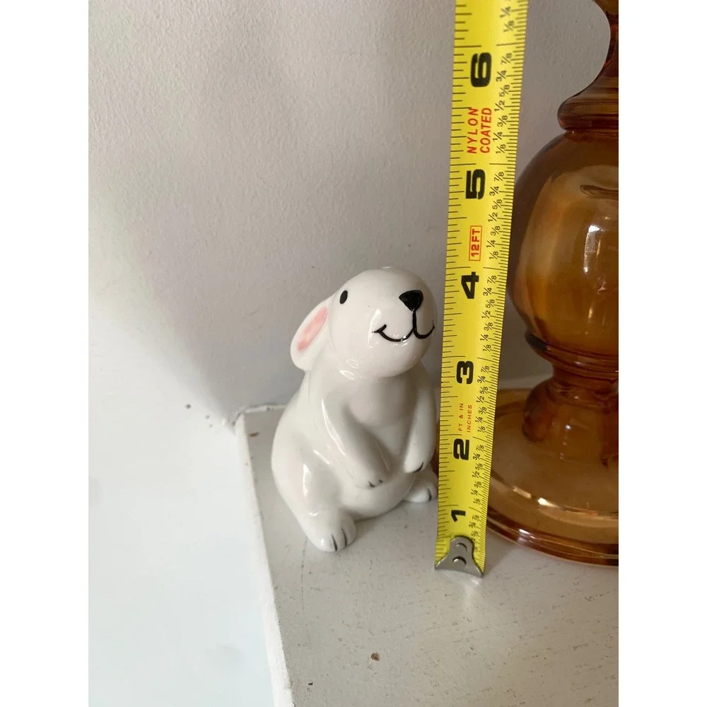 Vintage White Ceramic Bunny Rabbit Salt and Pepper Shakers Set Easter Decor